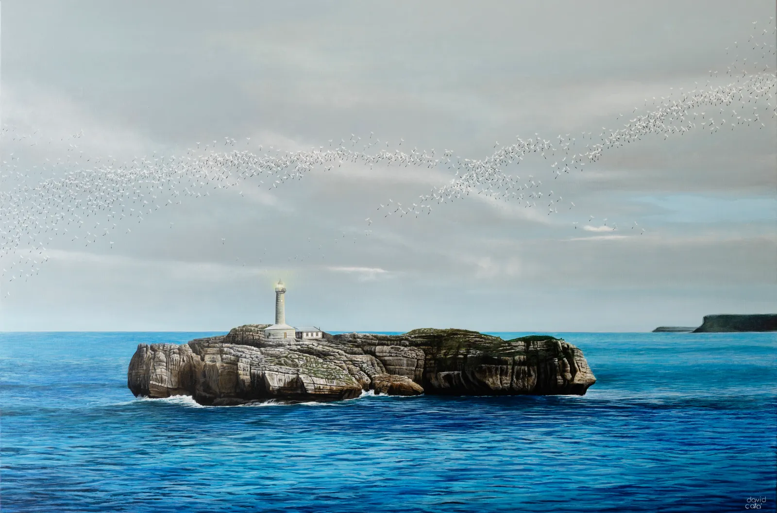 Faro de Mouro — acrílico sobre lienzo, 98 × 148 cm (2026) — David Catá