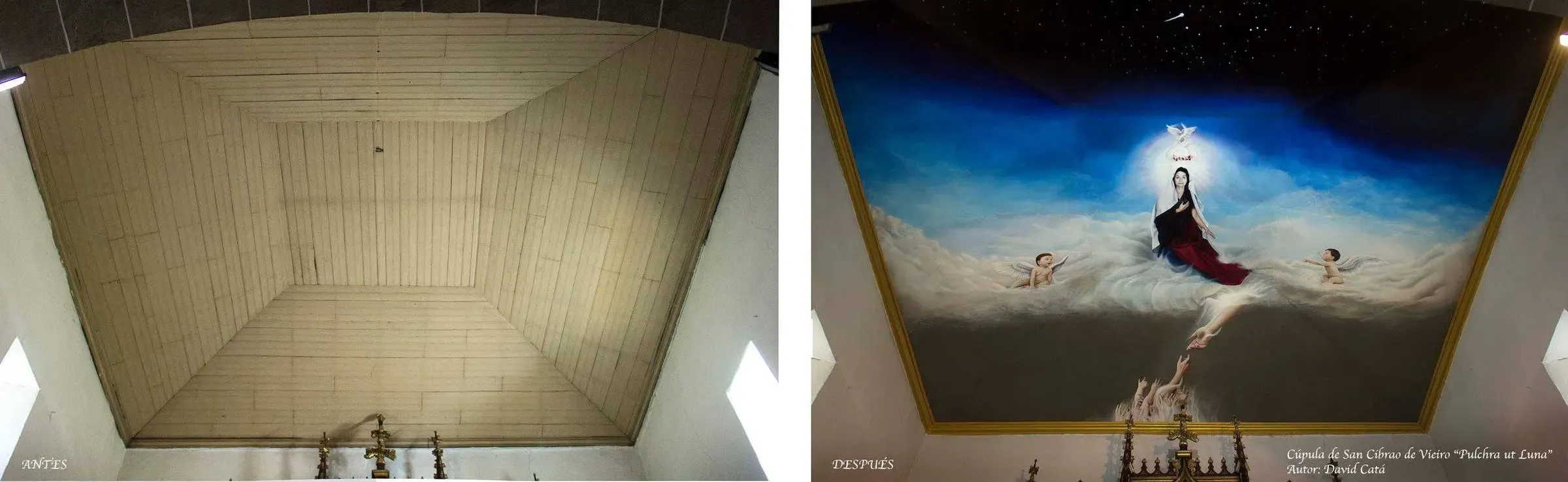Pulchra ut Luna / Electa ut Sol — Antes / Después, mural de David Catá