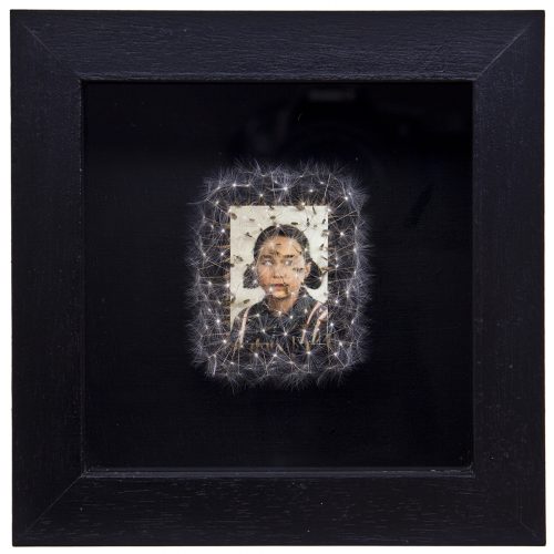 Déjame volar, 09. 
Vitrina de 15 x 15 cm. Semillas de dientes de león y fotografía. 
2013